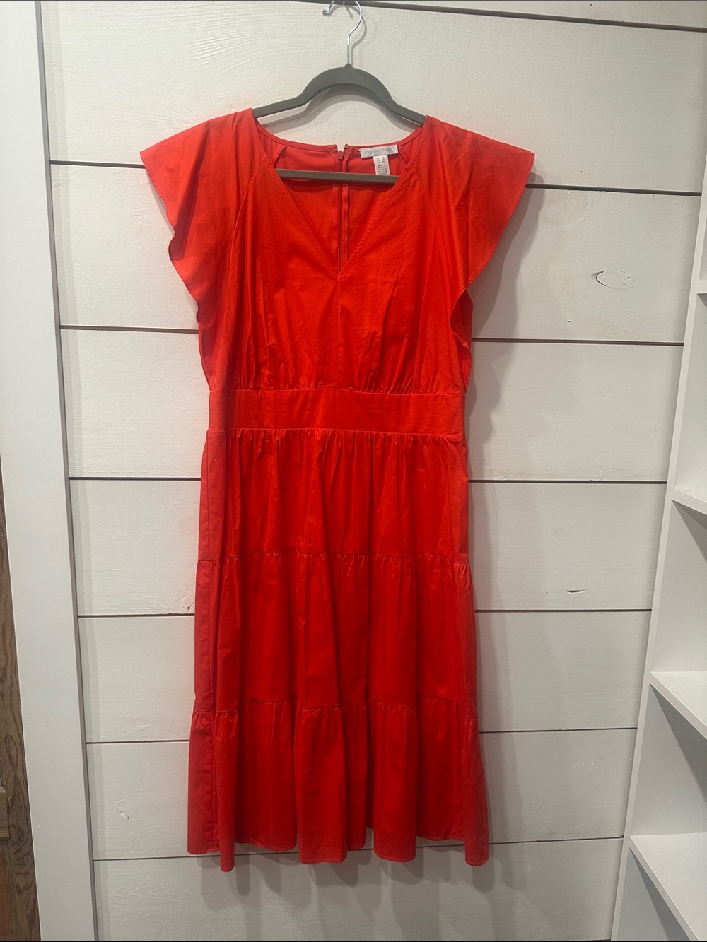 Women’s Bright Red Tiered V-Neck Dress